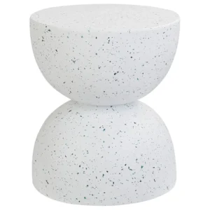 Mesa de apoio com efeito terrazo branco CAORIA