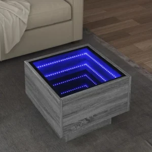 Mesa de apoio com LEDs 40x40x30 cm derivados de madeira
