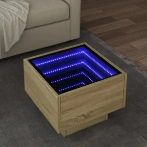 Mesa de apoio com LEDs 40x40x30 cm derivados de madeira