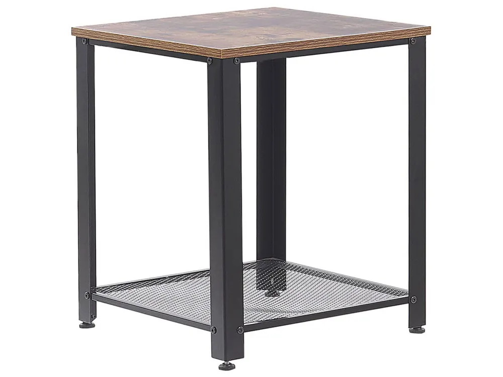 Mesa de apoio efeito madeira escura e preto ASTON