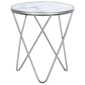 Mesa de apoio efeito de mármore com prateado MERIDIAN II