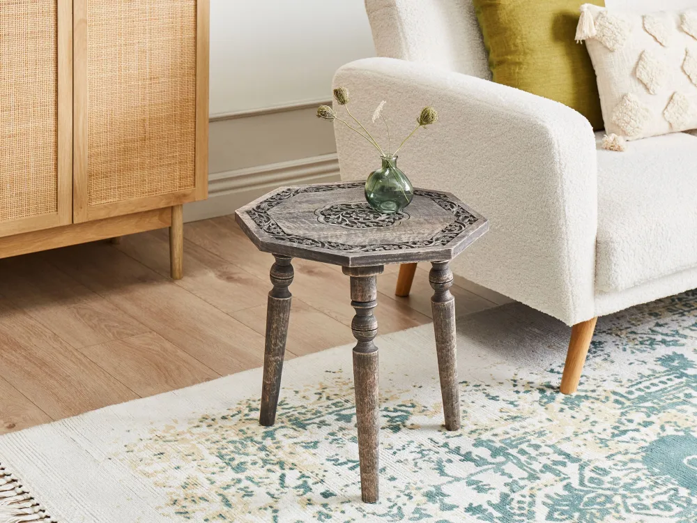 Mesa de apoio em madeira de mangueira escura WANDILO