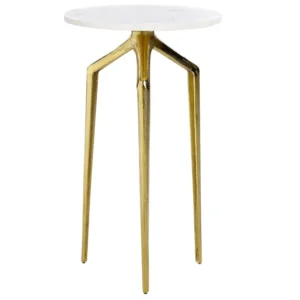 Mesa de apoio em mármore branco e dourado TILPA