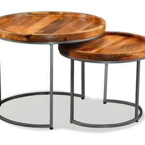 Mesa de apoio 2 peças madeira de mangueira maciç