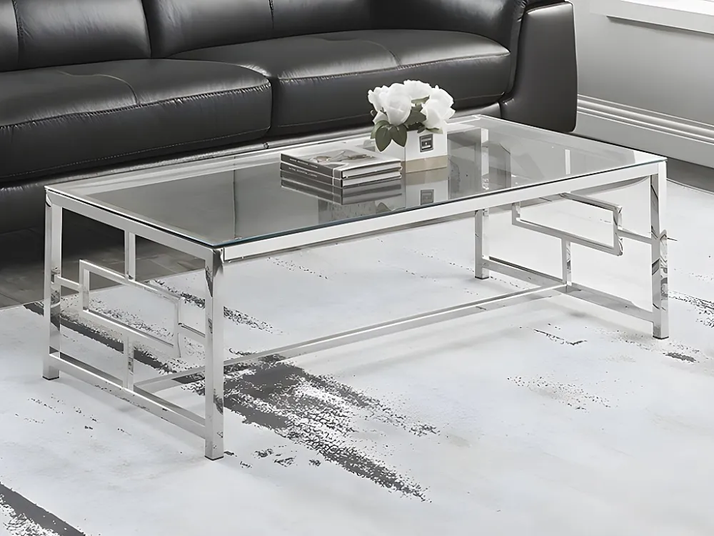 Mesa de centro design vidro temperado e ço cromado. CLOTILDE de Pascal Morabito