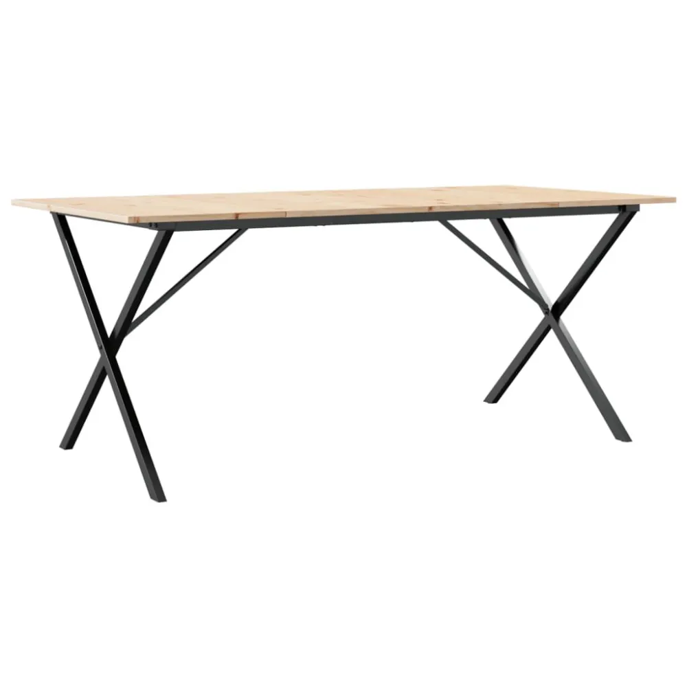 Mesa de jantar estrutura em X 180x90x75cm pinho e ferro fundido