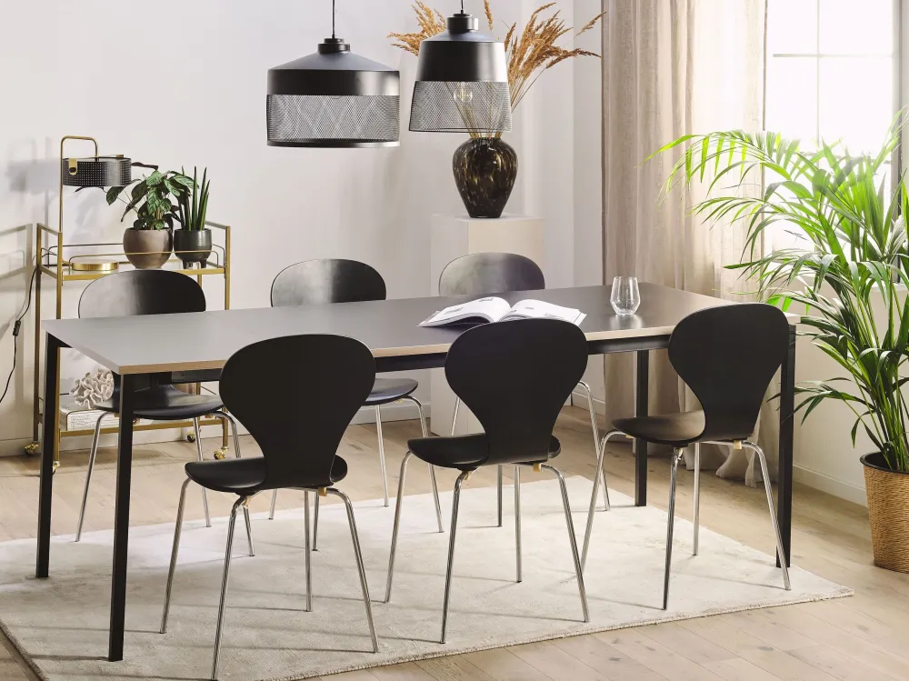 Mesa de jantar extensível preta 140/190 x 90 cm AVIS