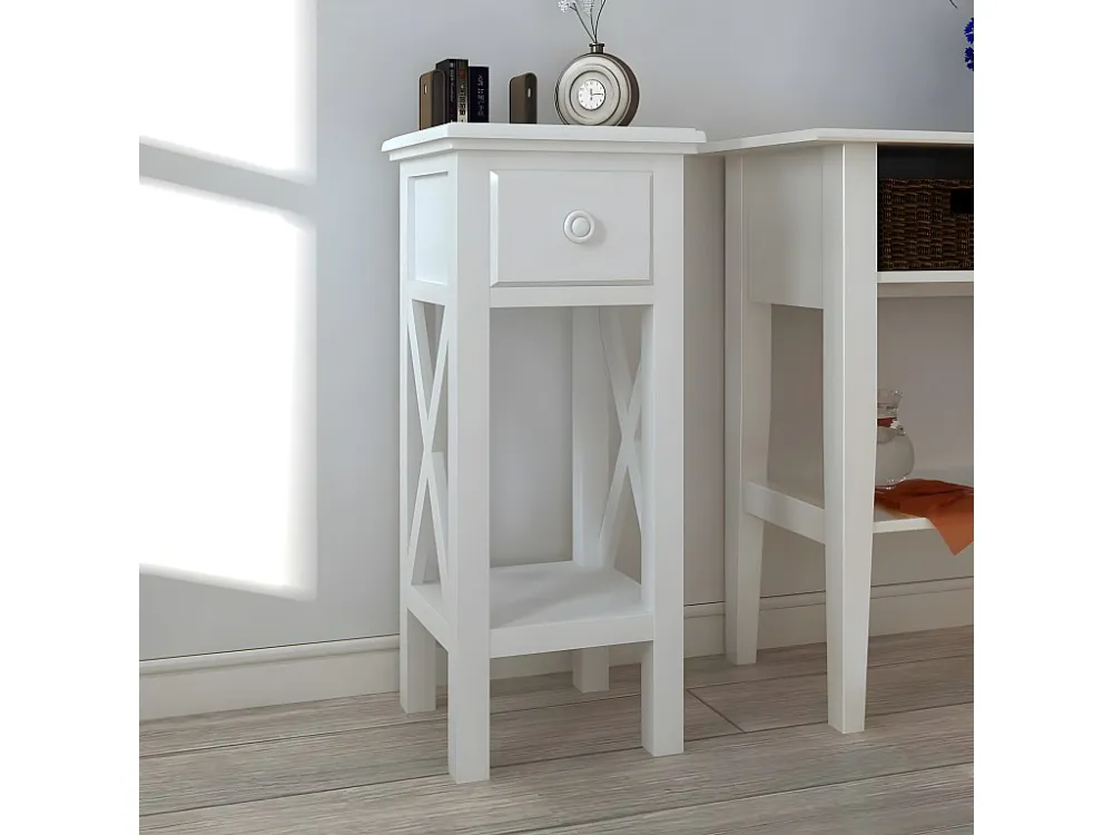 Mesa lateral com gaveta branco