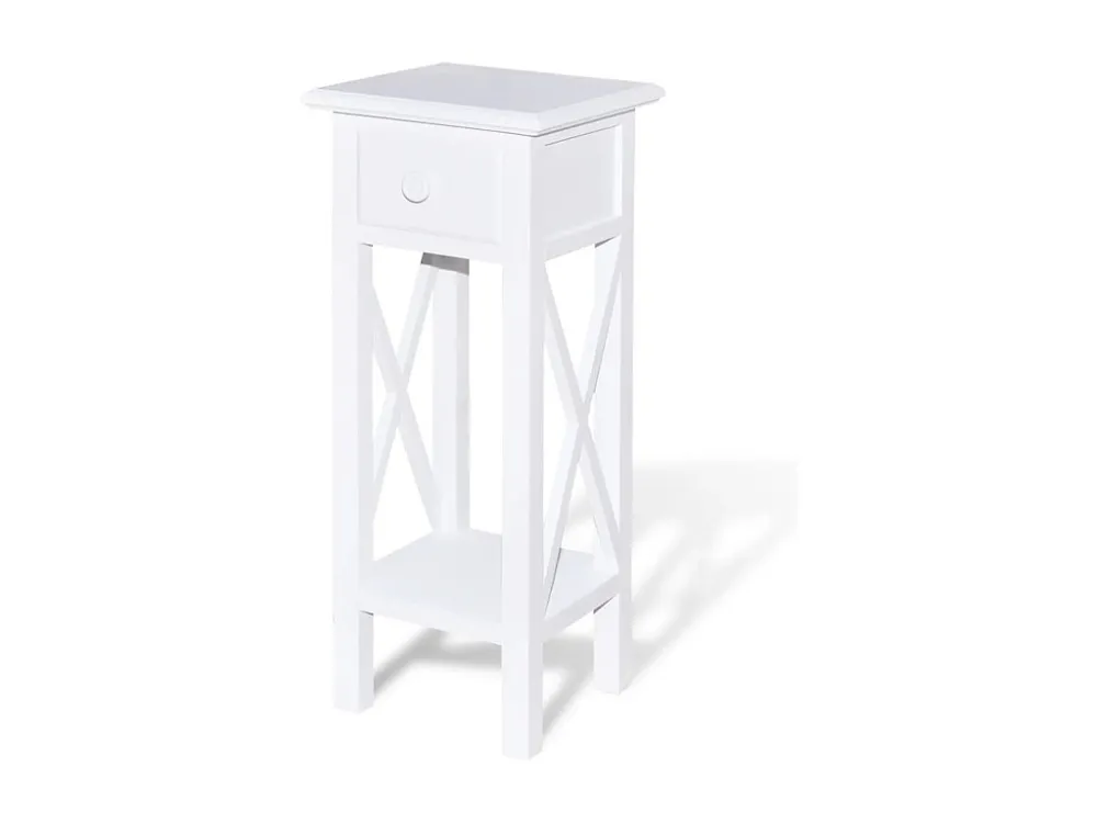 Mesa lateral com gaveta branco