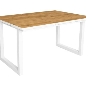 Mesa de sala de jantar, 6 pessoas, 140, Resistente e estável graças à sua estrutura e pernas sólidas, Oak e branca, indust...