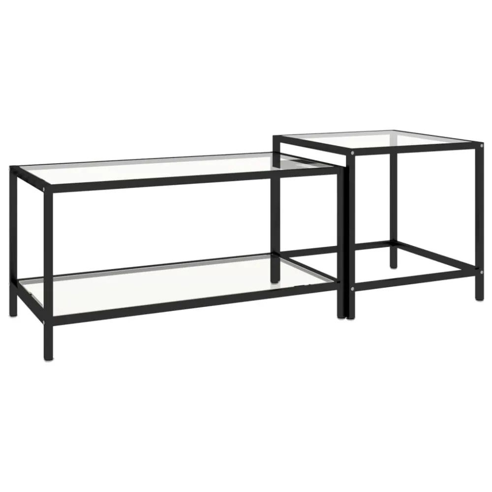 Mesas de centro 2 pcs vidro temperado transparente