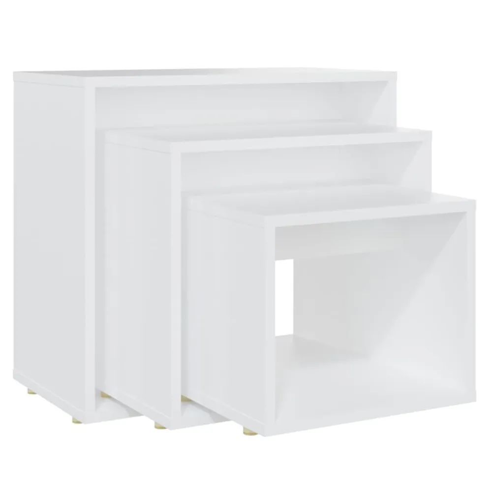 Mesas de encastrar 3 pcs contraplacado branco