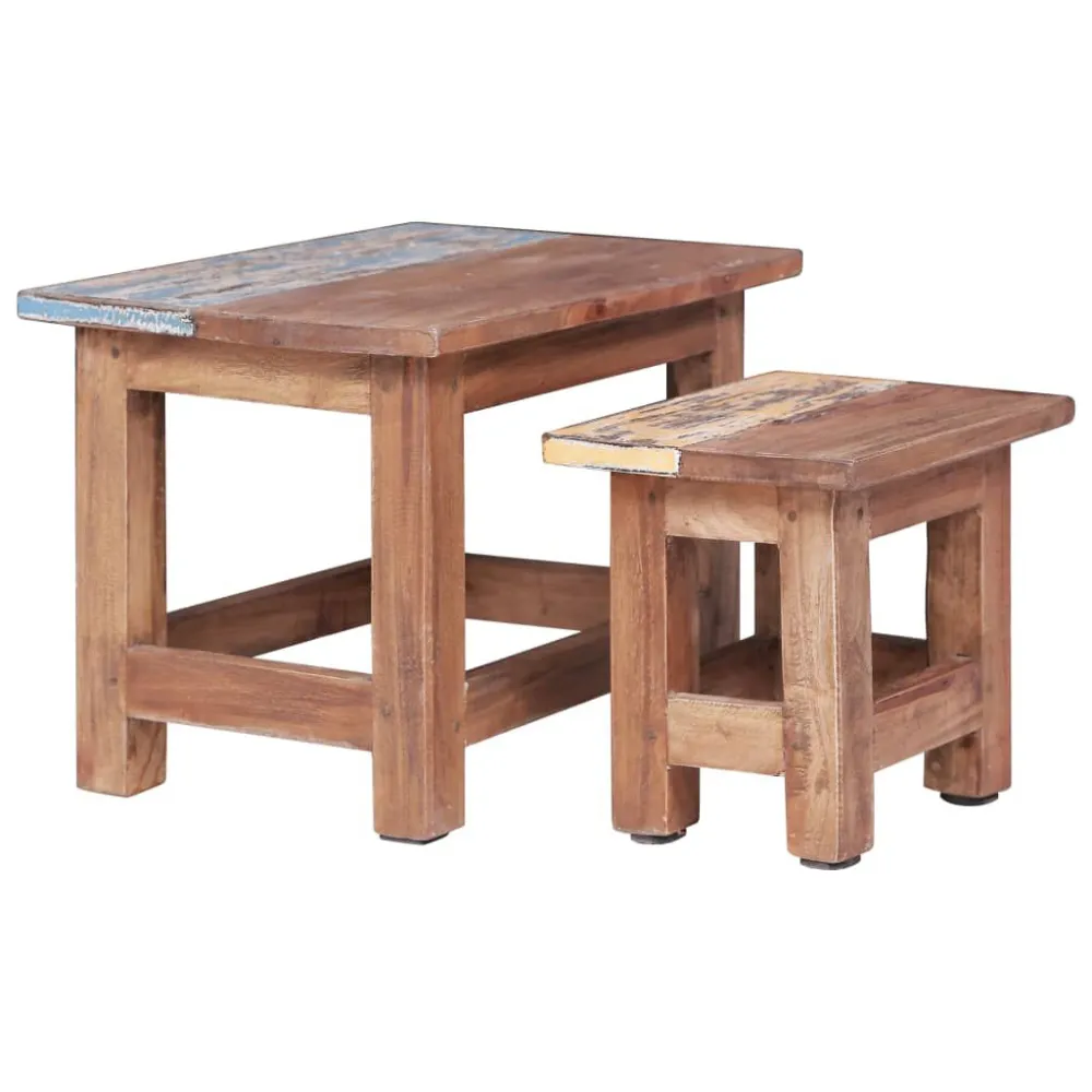 Mesas de encastrar 2 pcs madeira de mogno maciç
