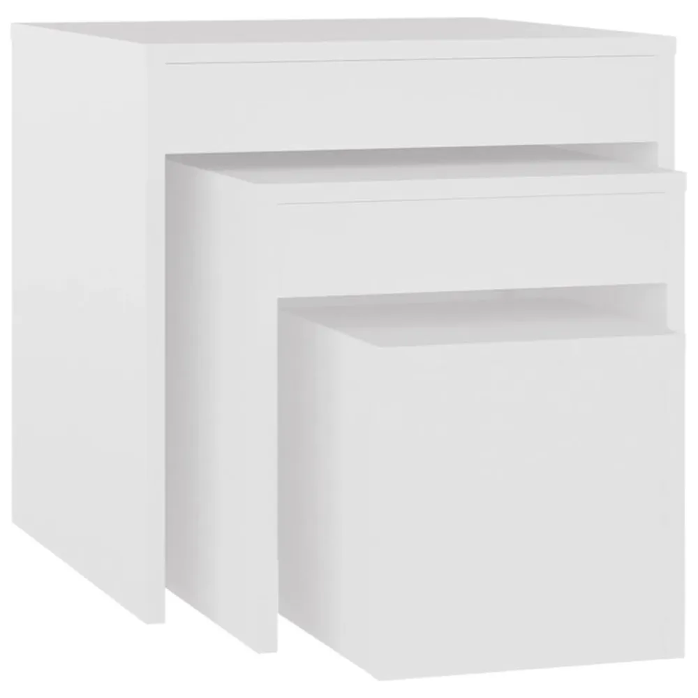 Mesas de encastrar 3 pcs madeira processada branco