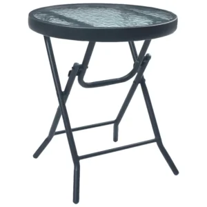 Premium Resistente à Intempérie Mesa bistrô 40x46 cm ço e vidro preto