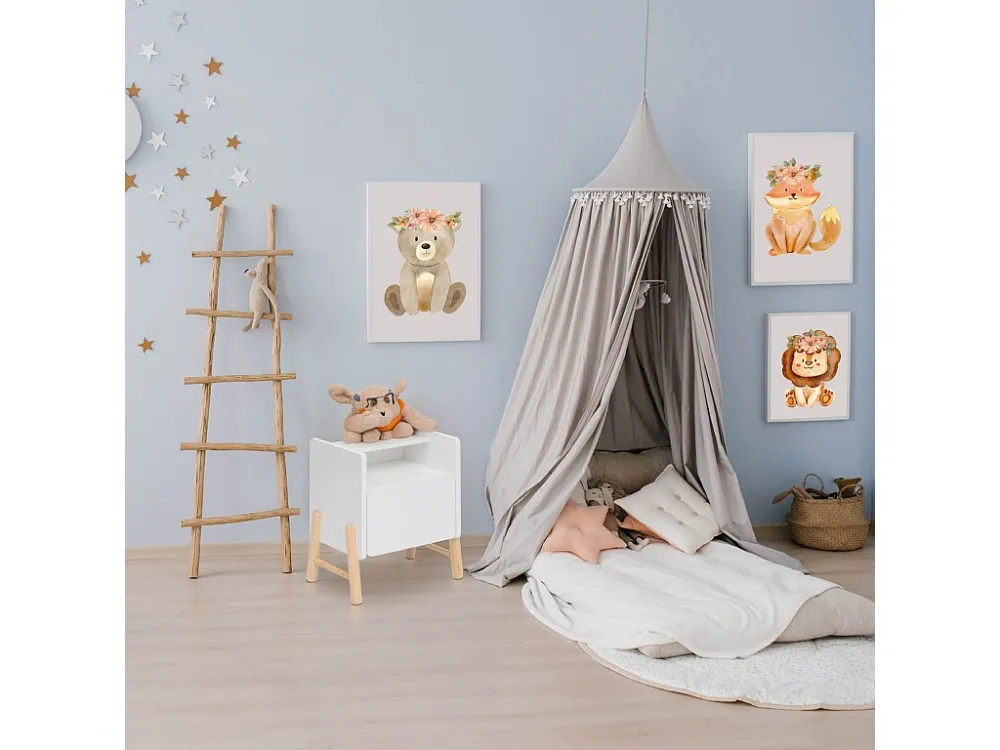 Cômoda para crianças Rebecca Mobili Kelen 49x40x30 MDF Pinho Branco Marrom