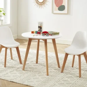 Conjunto mesa de crianç LOULOUNE + 2 cadeiras LILINOU branco