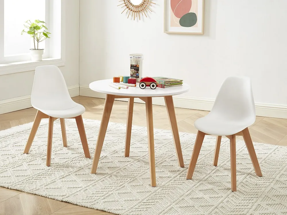 Conjunto mesa de crianç LOULOUNE + 2 cadeiras LILINOU branco