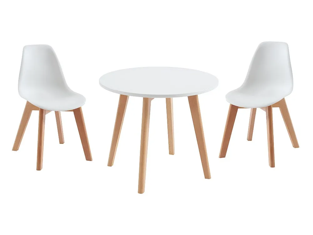Conjunto mesa de crianç LOULOUNE + 2 cadeiras LILINOU branco