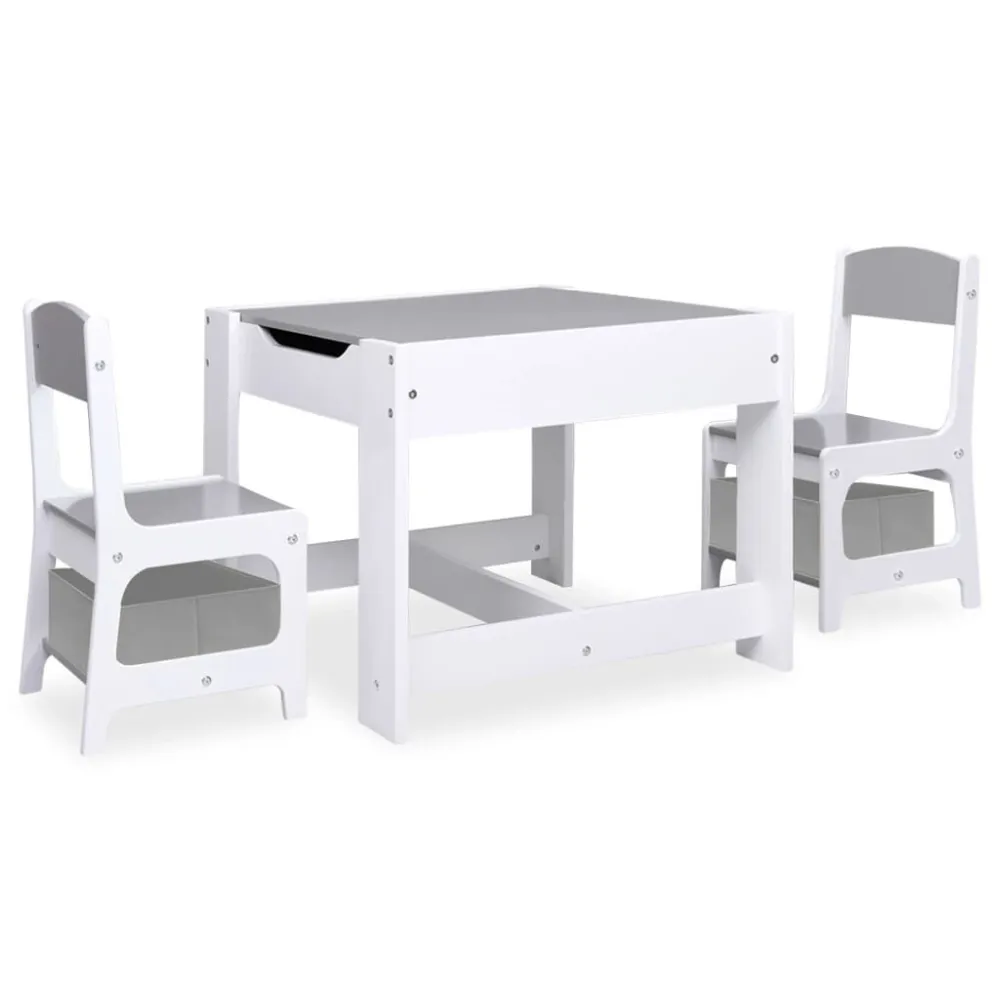 Mesa infantil com duas cadeiras MDF branco