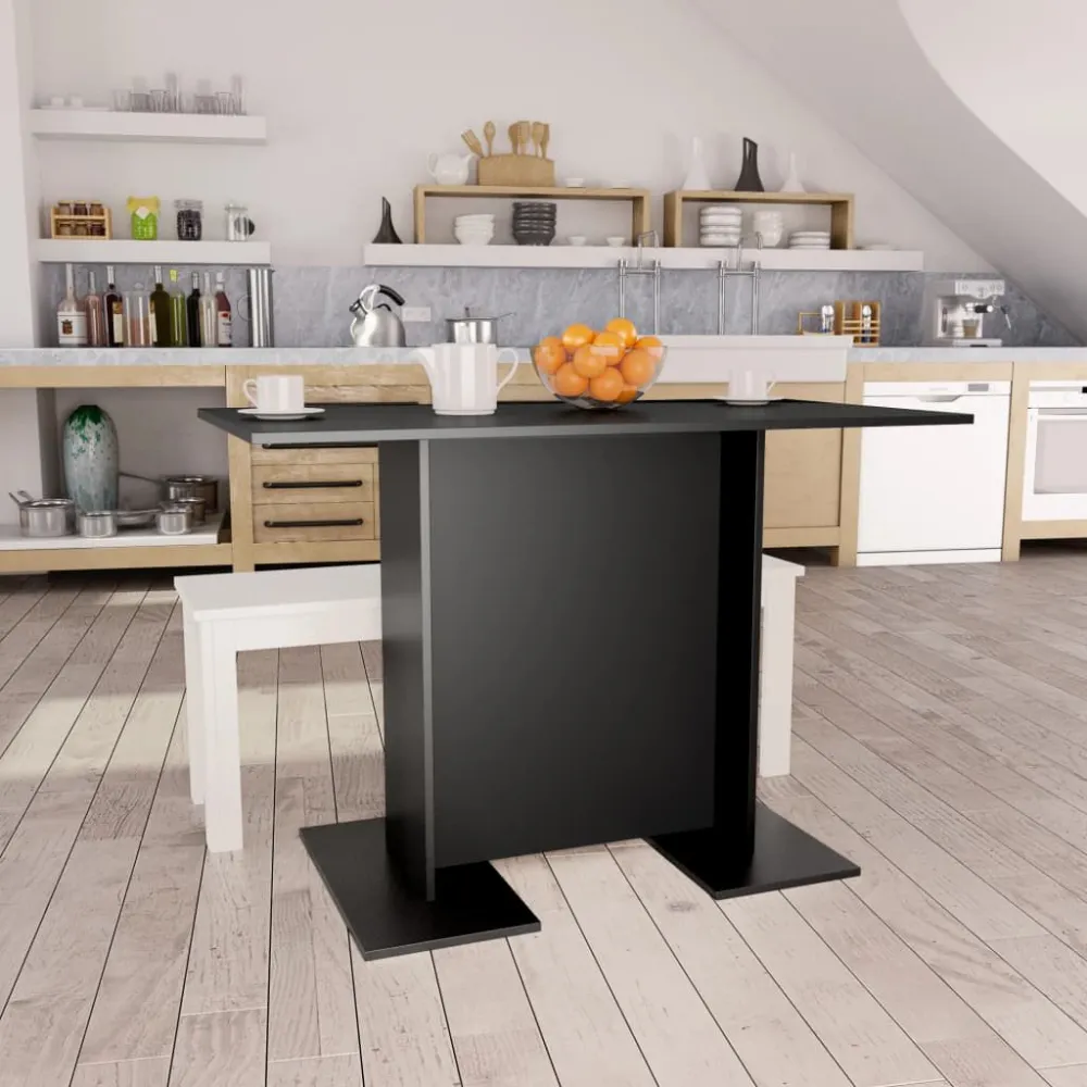 Banqueta com Encosto Mesa de jantar 110x60x75 cm derivados de madeira preto