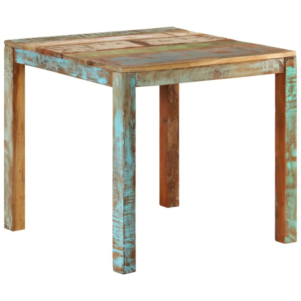 Mesa de jantar 82x80x76 cm madeira recuperada maciç | Montagem Fácil