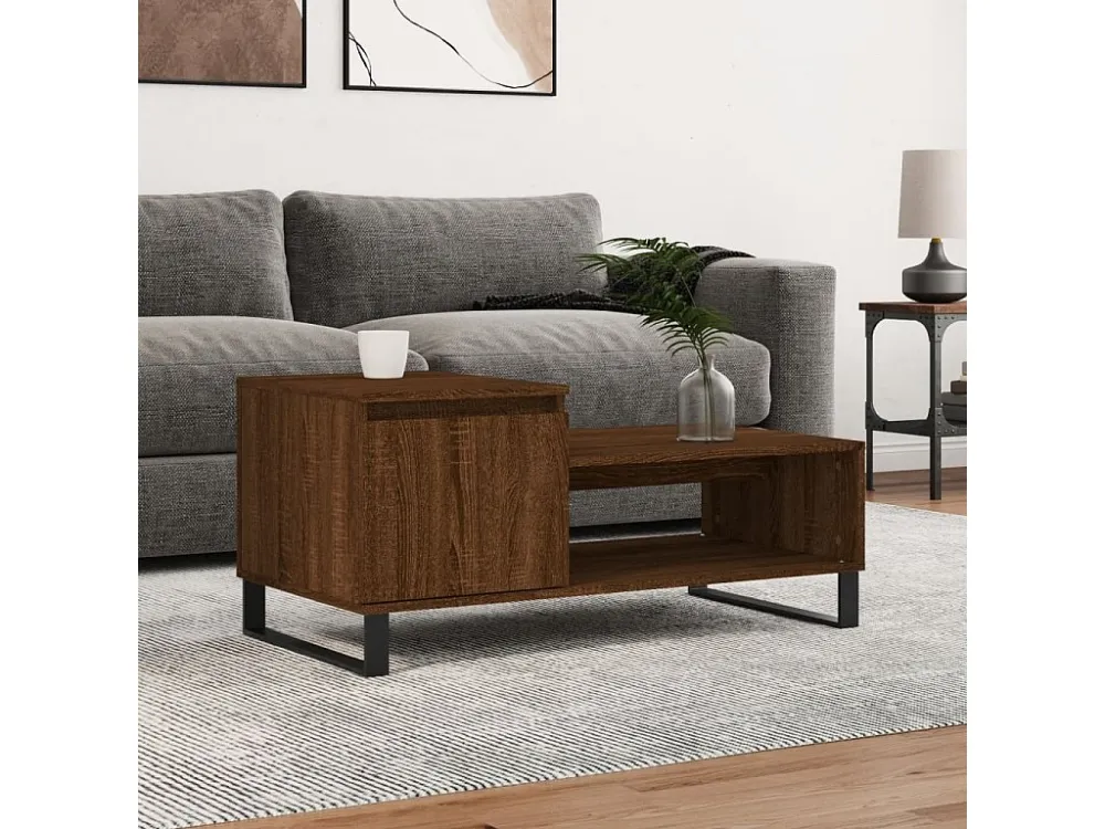 Mesa de centro 100x50x45 cm derivados madeira carvalho castanho