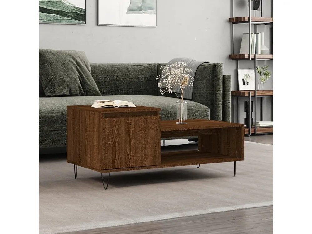 Mesa de centro 100x50x45 cm derivados madeira carvalho castanho