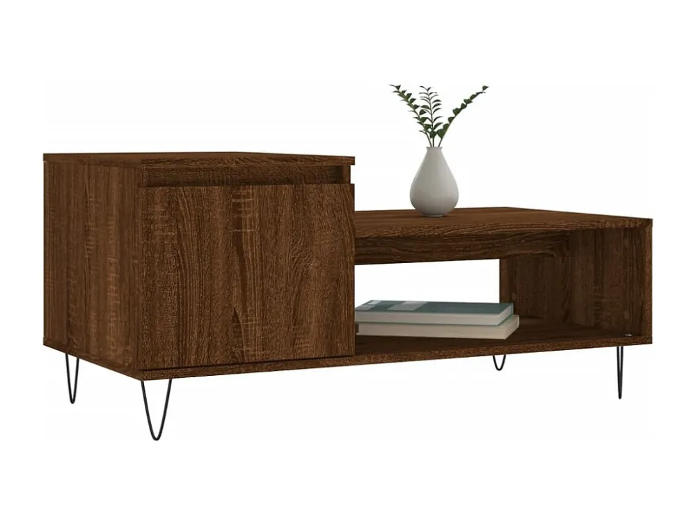 Mesa de centro 100x50x45 cm derivados madeira carvalho castanho
