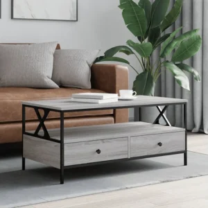 Mesa de centro 100x51x45cm derivados de madeira cinzento sonoma