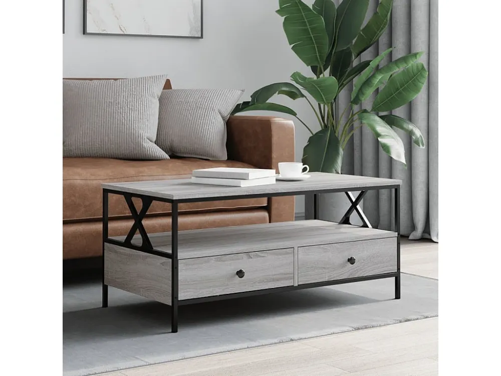 Mesa de centro 100x51x45cm derivados de madeira cinzento sonoma