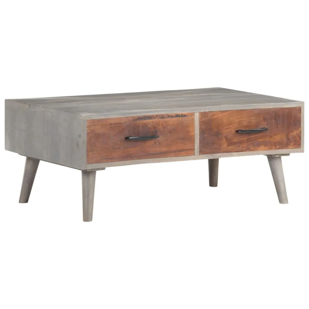 Mesa de centro 100x60x40 cm mangueira maciç áspera cinzento