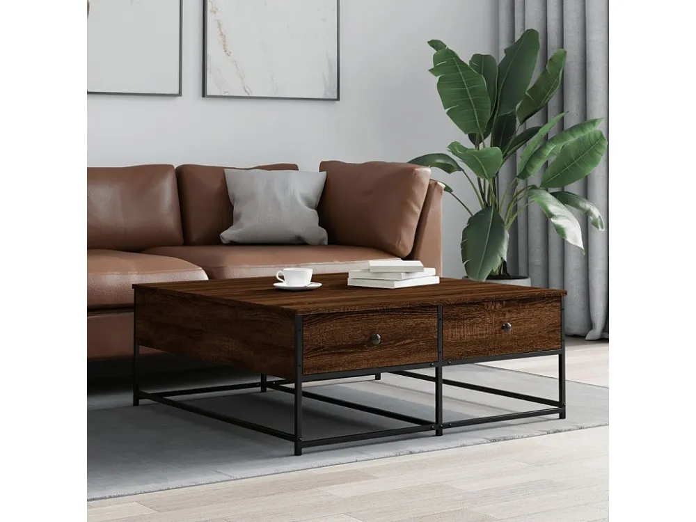 Mesa de centro 100x99x40 cm derivados madeira carvalho castanho