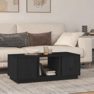 Mesa de centro 110x50x40 cm madeira de pinho maciç preto