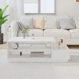 Mesa de centro 120x50x40,5 cm madeira de pinho maciç branco