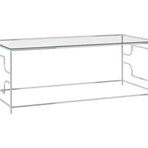 Mesa de centro 120x60x45 cm ço inoxidável prateado e vidro