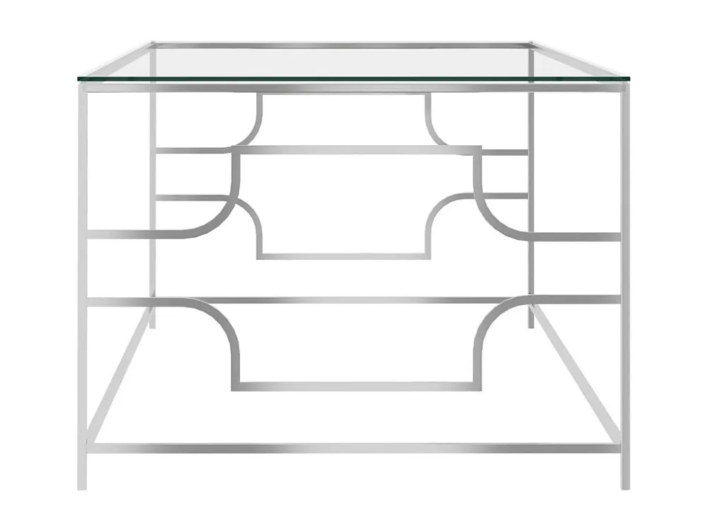 Mesa de centro 120x60x45 cm ço inoxidável prateado e vidro