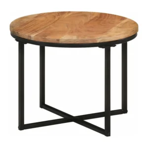 Mesa de centro 45x45x35 cm madeira de acácia maciç e ferro