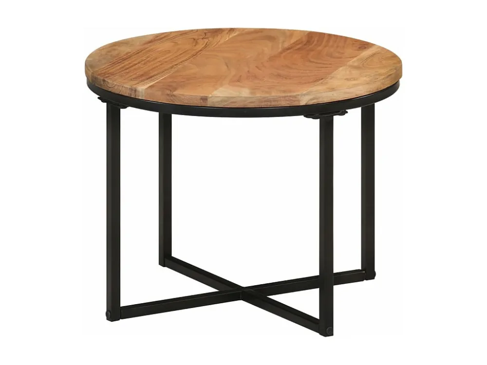 Mesa de centro 45x45x35 cm madeira de acácia maciç e ferro