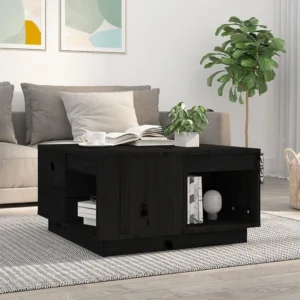 Mesa de centro 60x61x32,5 cm madeira de pinho maciç preto