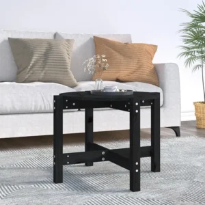 Mesa de centro Ø 62,5x45 cm madeira de pinho maciç preto