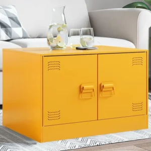 Mesa de centro 67x50x44 cm ço amarelo mostarda