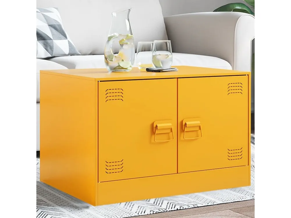 Mesa de centro 67x50x44 cm ço amarelo mostarda