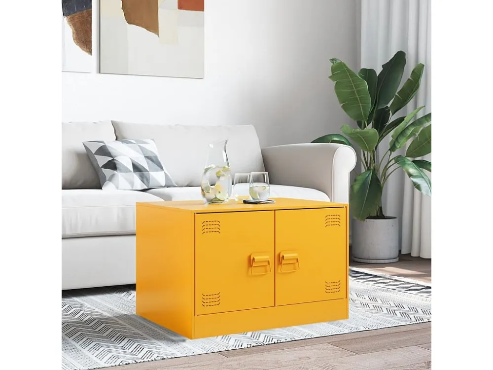 Mesa de centro 67x50x44 cm ço amarelo mostarda