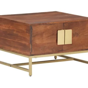 Mesa de centro 67x67x45cm madeira de acácia maciç castanho mel