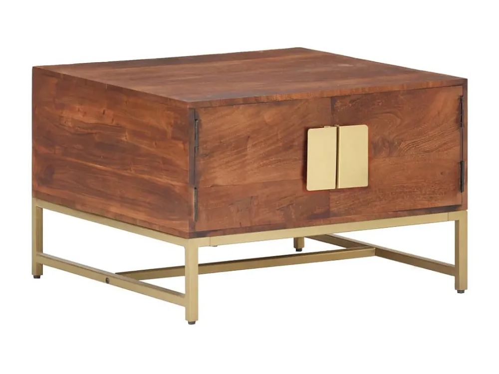 Mesa de centro 67x67x45cm madeira de acácia maciç castanho mel