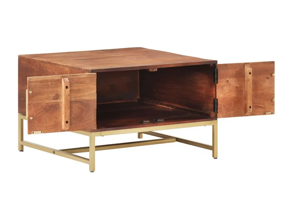 Mesa de centro 67x67x45cm madeira de acácia maciç castanho mel