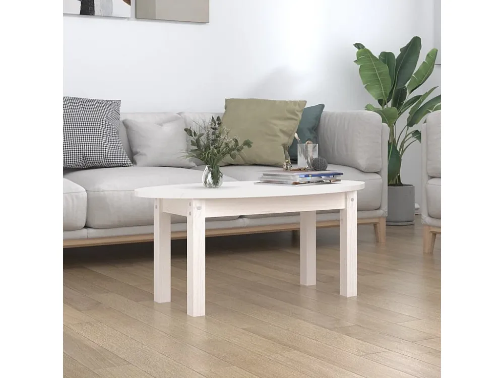 Mesa de centro 80x40x35 cm madeira de pinho maciç branco