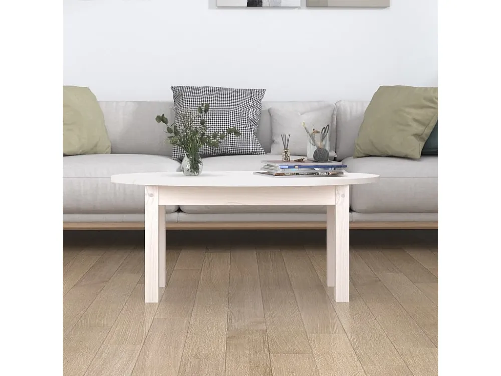 Mesa de centro 80x40x35 cm madeira de pinho maciç branco
