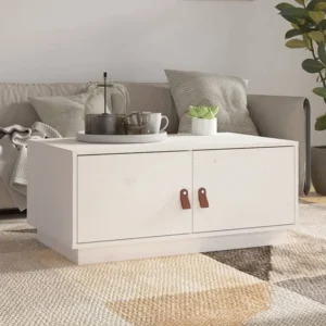 Mesa de centro 80x50x35 cm madeira de pinho maciç branco